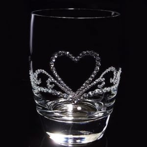 【タンブラー　　ハートのティアラ】 結婚祝い 誕生日 プレゼント ギフト スワロフスキー デコグラス by Deco-glass cafe