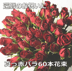 【赤バラの花束】還暦祝に！赤バラ60本のブーケ