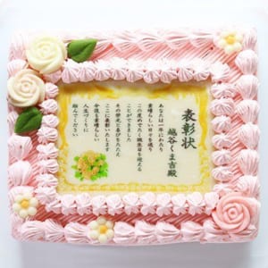 賞状ケーキ6号 18×14センチピンク生クリームタイプ