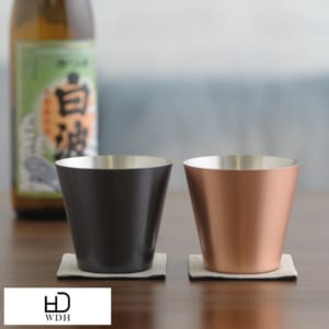 WDH「純銅製カップ」 2個セット マット＆ブラウン 夫婦グラス